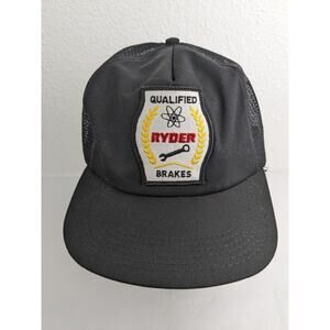 Vtg RYDER Brakes Mechanic Trucking Patch SnapBack Trucker Cap Hat Mesh USA